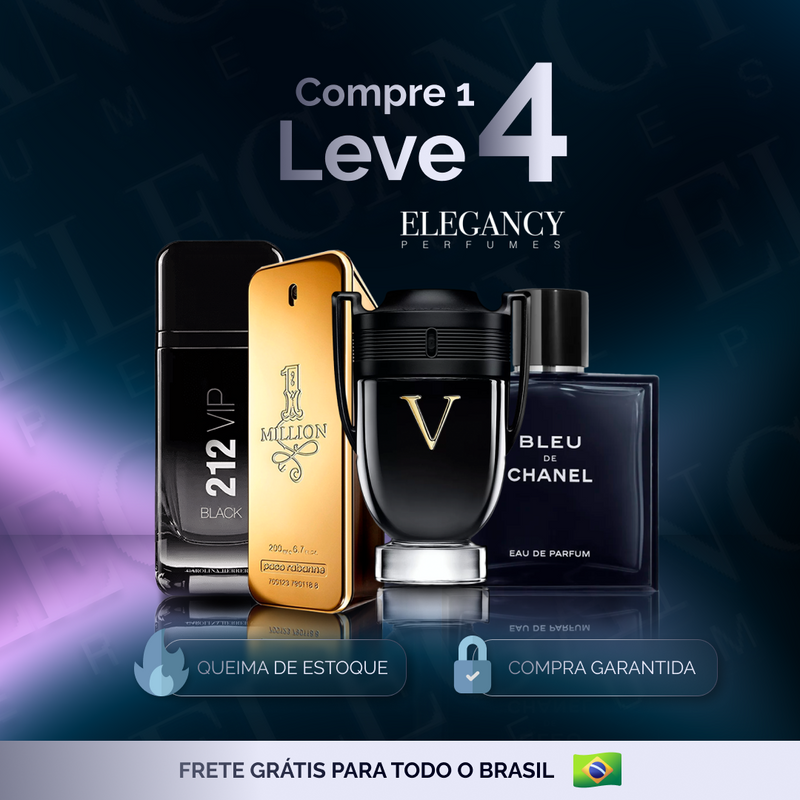 Kit 4 Perfumes Masculinos Importados (100ml) - 1 million | 212 black | Invictus V| Bleu - [QUEIMA DE ESTOQUE]